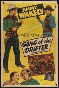 7r770 SONG OF THE DRIFTER 1sh '48 Jimmy Wakely sings, Dub 'Cannonball' Taylor!