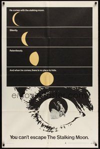 7r783 STALKING MOON style A 1sh '68 Gregory Peck, Eva Marie Saint, cool eyeball artwork!
