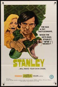 7r785 STANLEY 1sh '72 when Tim gets mad, his scary deadly pet rattlesnake does too!