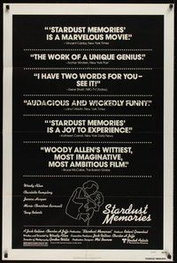 7r792 STARDUST MEMORIES reviews 1sh '80 directed by Woody Allen, cool star constellation art!