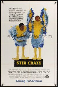 7r797 STIR CRAZY advance 1sh '80 Gene Wilder & Richard Pryor in chicken suits, Sidney Poitier!