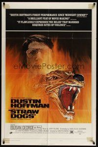 7r802 STRAW DOGS style D 1sh '72 directed by Sam Peckinpah, Dustin Hoffman, cool different image!