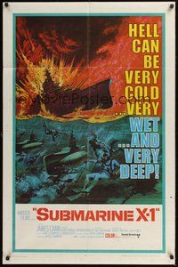7r805 SUBMARINE X-1 1sh '68 James Caan, cool naval scuba divers & warfare art!