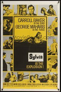 7r817 SYLVIA 1sh '65 sexy Carroll Baker is the fury, George Maharis is the force!