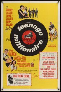 7r829 TEENAGE MILLIONAIRE 1sh '61 Jimmy Clanton, free record for every teenager who buys a ticket!