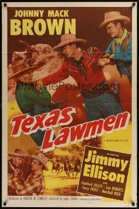 7r840 TEXAS LAWMEN 1sh '51 cowboys Johnny Mack Brown, Jimmy Ellison!