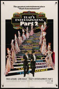 7r845 THAT'S ENTERTAINMENT PART 2 style B 1sh '75 artwork of Fred Astaire, Gene Kelly & showgirls!