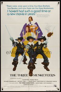7r857 THREE MUSKETEERS 1sh '74 Michael York, Alexandre Dumas, art of top stars by Ignacio Gomez!
