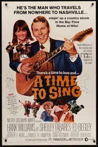 7r868 TIME TO SING 1sh '68 Hank Williams Jr. playing guitar, Shelley Fabares, country music!