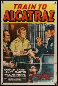 7r887 TRAIN TO ALCATRAZ 1sh '48 cool art of Don Red Barry, gangsters & cop!