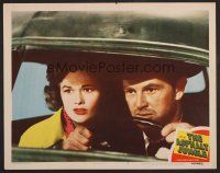7s269 ASPHALT JUNGLE LC #2 '50 c/u of Sterling Hayden & Jean Hagen in car, John Huston classic!