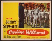 7s319 CARBINE WILLIAMS LC #6 '52 convict James Stewart in striped suit listening to guard!