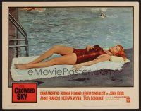 7s336 CROWDED SKY LC #2 '60 sexy Rhonda Fleming in bathing suit sun tanning by swimming pool!
