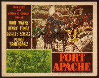 7s390 FORT APACHE LC #6 '48 John Wayne on horseback meets with Native American Indian Chief Cochise