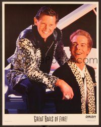 7s414 GREAT BALLS OF FIRE LC '89 vertical image of Dennis Quaid with the real Jerry Lee Lewis!