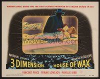 7s434 HOUSE OF WAX LC #5 '53 cool 3-D image of cloaked man unwrapping bound pretty Carolyn Jones!