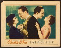 7s442 IMITATION OF LIFE LC '34 split image of Warren William with Claudette Colbert & Hudson!