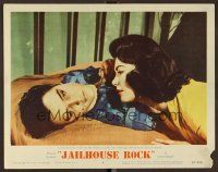 7s449 JAILHOUSE ROCK LC #3 '57 close up of Judy Tyler encouraging Elvis Presley to make records!
