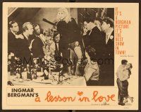 7s474 LESSON IN LOVE LC '60 Ingmar Bergman's comedy for grown-ups, men at party look at sexy girl!