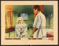 7s523 NUN'S STORY LC #8 '59 religious missionary Audrey Hepburn wasn't like the others, Peter Finch