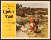 7s556 QUIET MAN LC #2 '51 directed by John Ford, John Wayne & Maureen O'Hara by rocky stream!