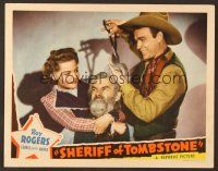 7s590 SHERIFF OF TOMBSTONE LC '41 Elyse Knox & Roy Rogers give Gabby Hayes an unwelcome haircut!