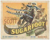 7s170 SUGARFOOT TC '51 cool full-length artwork of of cowboy Randolph Scott on horseback!