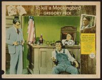7s653 TO KILL A MOCKINGBIRD LC #6 '63 Gregory Peck in courtroom with the father of the raped girl!
