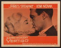7s672 VERTIGO LC #2 '58 Alfred Hitchcock, super c/u of James Stewart kissing blonde Kim Novak!