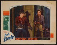 7s682 WESTERN JUSTICE LC '35 bad guy waits behind the door to ambush cowboy Bob Steele!
