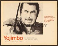 7s693 YOJIMBO LC '61 directed by Akira Kurosawa, best close up of samurai Toshiro Mifune!