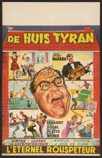 7w562 DER HAUSTYRANN Belgian '59 wacky Wik artwork of full house, Heinz Erhardt!
