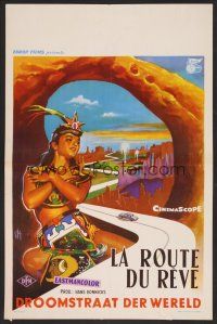 7w569 DREAM ROAD OF THE WORLD Belgian '58 The Pan-American Highway, really cool artwork!