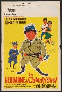 7w590 GENDARME OF CHAMPIGNOL Belgian '59 cool Helen le Breton artwork of Jean Richard & cast!