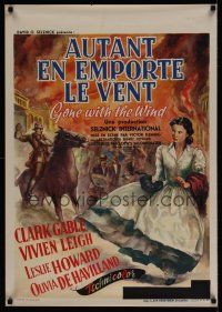7w595 GONE WITH THE WIND Belgian R54 great artwork of Vivien Leigh, all-time classic!