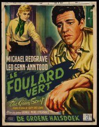 7w596 GREEN SCARF Belgian '54 Michael Redgrave defends a blind/deaf/mute man accused of murder!