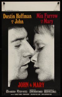 7w622 JOHN & MARY Belgian '69 super close image of Dustin Hoffman about to kiss Mia Farrow!