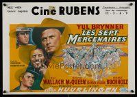 7w648 MAGNIFICENT SEVEN Belgian R71 cool different artwork of Yul Brynner, Steve McQueen!