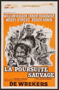7w691 REVENGERS Belgian '72 cool art of cowboys William Holden, Ernest Borgnine & Woody Strode!