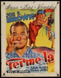 7w705 SHUT MY BIG MOUTH Belgian 1940s wacky Wik art of Joe E. Brown as Native American!