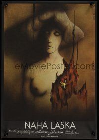 7w184 NAKED LOVE Czech 11x16 '86 Yannick Bellon's L'amour nu, strange Vlach artwork!