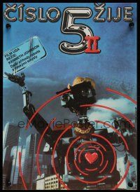 7w199 SHORT CIRCUIT 2 Czech 11x16 '90 Marek Jodas artwork of Johnny Five in big city!