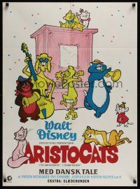 7w313 ARISTOCATS Danish '71 Walt Disney feline jazz musical cartoon, great colorful image!