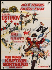 7w321 BLACKBEARD'S GHOST Danish '68 Walt Disney, artwork of wacky invisible pirate Peter Ustinov!