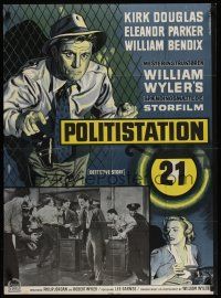 7w331 DETECTIVE STORY Danish R60s William Wyler, Kirk Douglas & Eleanor Parker by K. Wenzel!