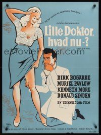 7w333 DOCTOR IN THE HOUSE Danish '54 different Stilling art of Dr. Dirk Bogarde examining babe!