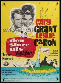 7w338 FATHER GOOSE Danish '65 Cary Grant, art of sexy Leslie Caron on island!