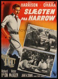 7w343 FOXES OF HARROW Danish '49 different art of Rex Harrison, Maureen O'Hara!