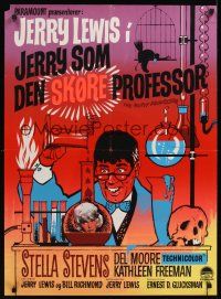 7w376 NUTTY PROFESSOR Danish '63 wacky art of director & star Jerry Lewis!