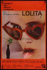 7w001 LOLITA Finnish '62 Stanley Kubrick, sexy Sue Lyon with heart sunglasses & lollipop!